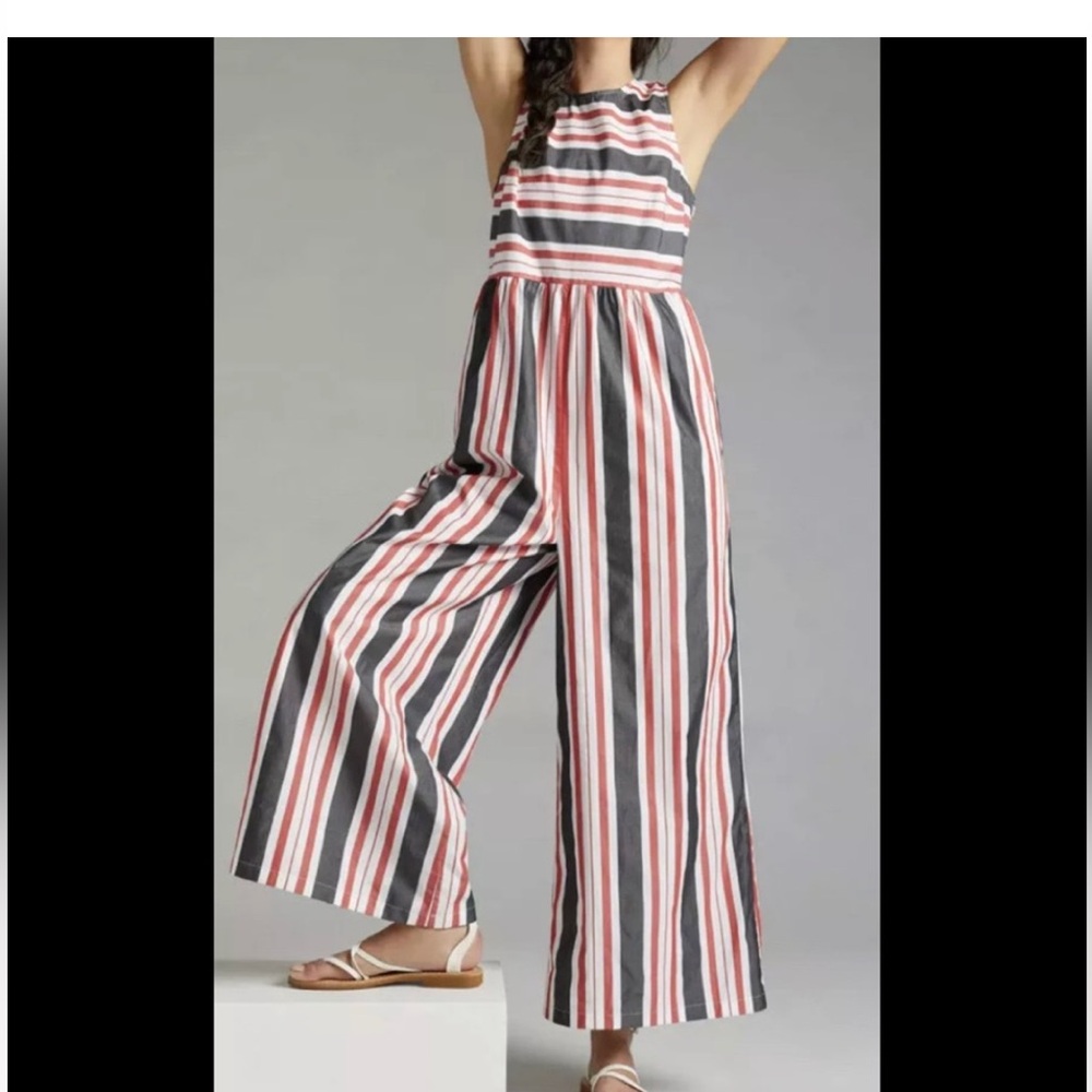 Maeve Anthropologie Striped Wide-leg Jumpsuit